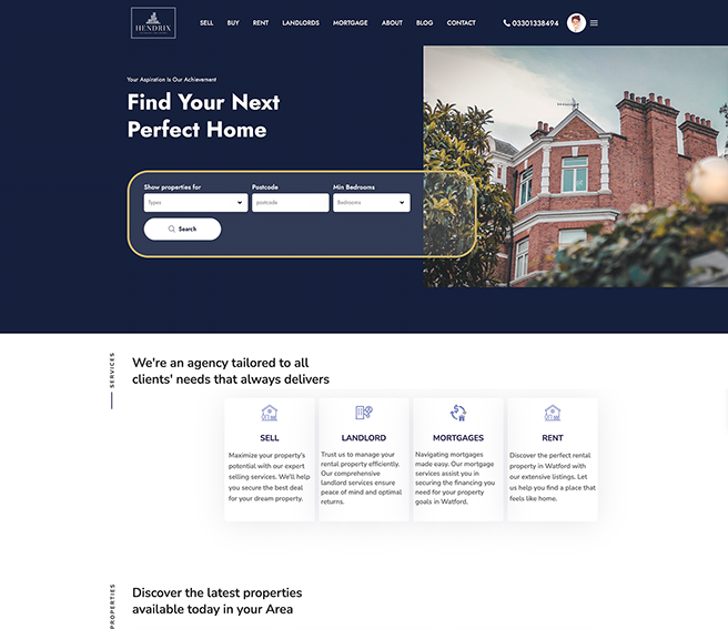 Screenshot of Hendrix website