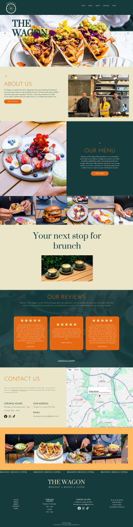 A screen shot of the Wagon bistros home screen
