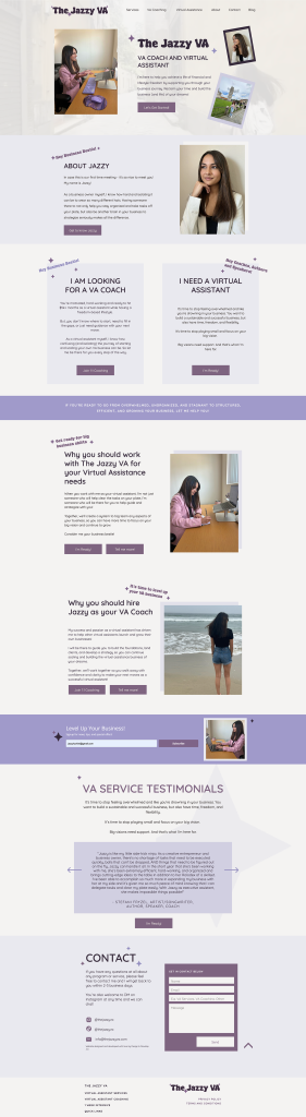 The jazzy VA website design - female web designer